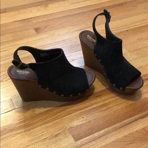 Black suede and Wood Mossimo Platform Wedges